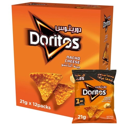Buy Doritos Nacho Cheese Tortilla Chips, 21g x 12 in Saudi Arabia
