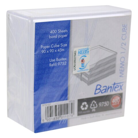 Bantex Memo Half Cube Paper Sheets Cube White