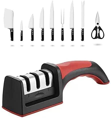 Manual Knife Sharpener,2-Stages Knife Sharpener with Suction Base for  Straight knife, Restore and Polish Blades: Buy Online at Best Price in UAE  