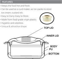 BESTO Marbello Casserole, Hot Pot with Plastic Lid Set of 3 (1500ml,2000ml,25000ml) Made of Food Grade Virgin Plastic
