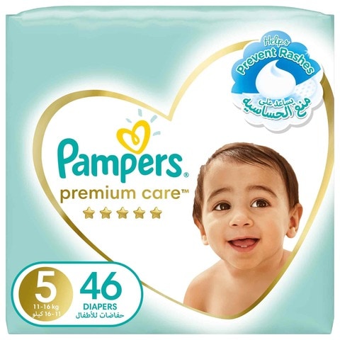 Pampers Premium Care Taped Baby Diapers Size 5 (11-16kg) 46 Diapers