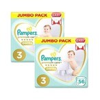 Buy Pampers Premium Care Diapers Pants Midi Size 3 6-11kg Jumbo Pack White 56 countx2 in UAE