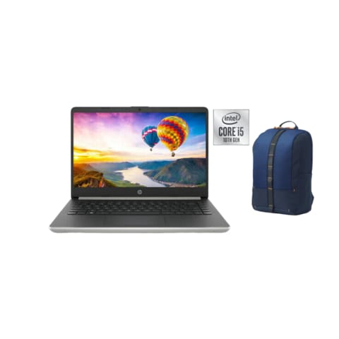 HP 14-DQ1040WM Laptop With 14-Inch Display, Core i5-1035G1 Processor, 8GB RAM, 256GB SSD, Intel UHD 620 Graphics, Windows 10, ENG Keyboard, Gold With HP Commuter Backpack, Blue