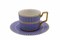 ZK Elegant Printed Ceramic Cup &amp; Saucer Blue with Gold Handle
