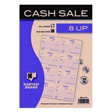 Kartasi 8 UP Cash Sale Book 50x2 Sheets