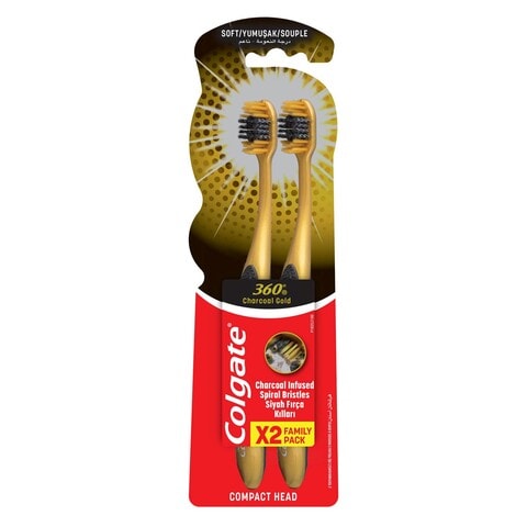 Colgate 360 Charcoal Gold Soft Toothbrush Multicolour 2 PCS price in ...