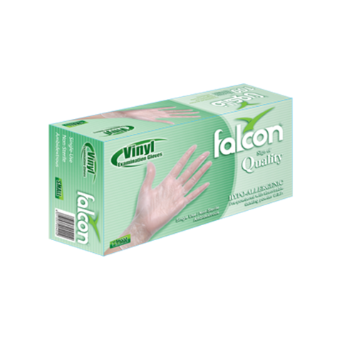 Falcon Vinyl Gloves - Clear Powder Free -100 Pieces  (Extra Large)