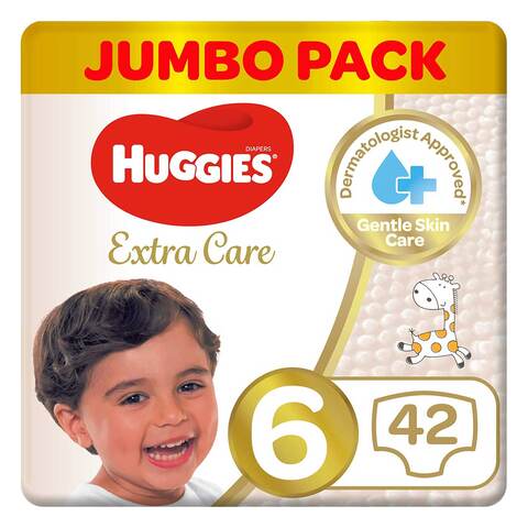 Buy Huggies Extra Care Size 6 Jumbo Pack 42 Diapers in Kuwait