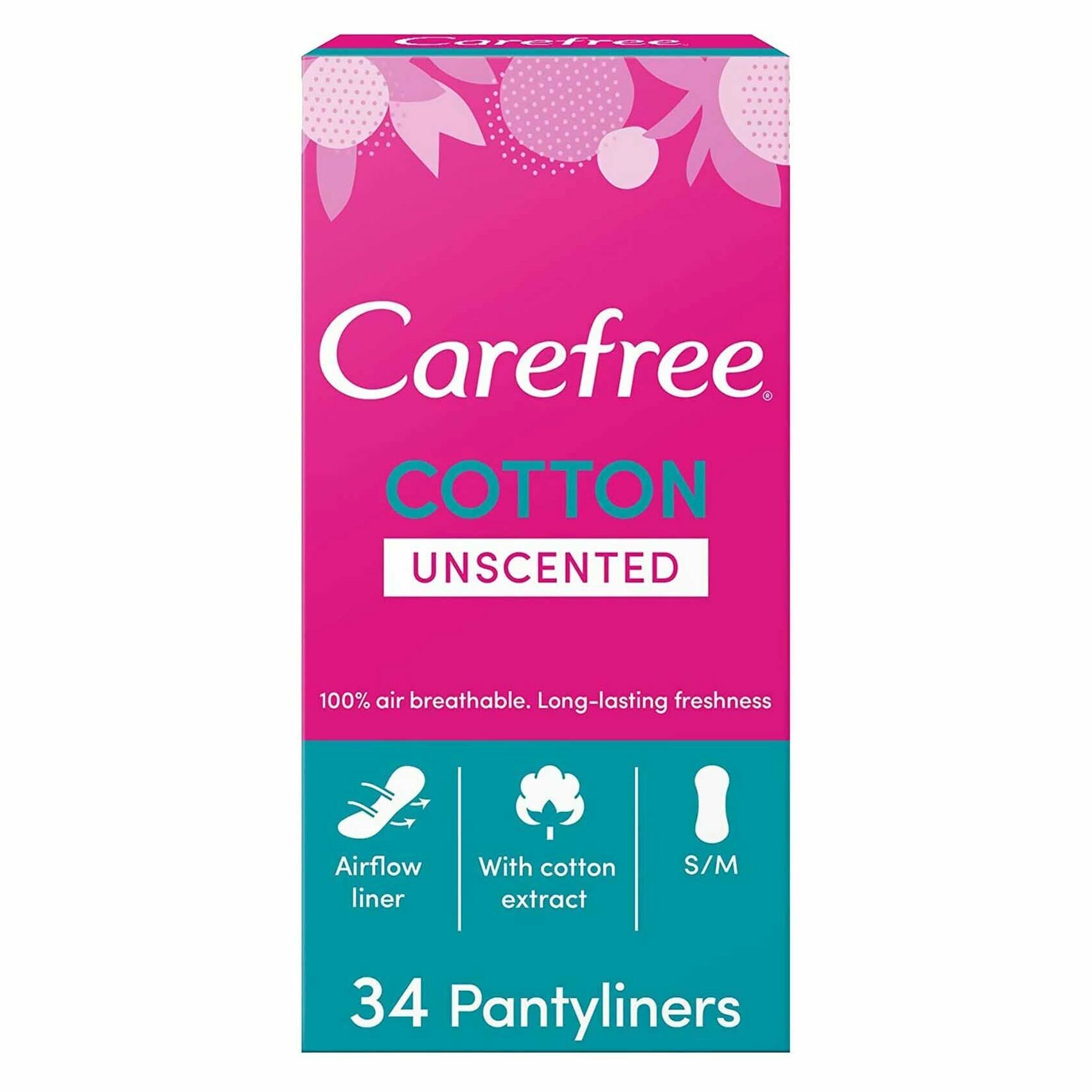 Buy Carefree Unscented Breathable Cotton Pantyliners 34 Count Online