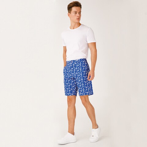 AnemosS Anchor Patterned Men&#39;s Shorts S, Men Cloth, Beachwear, Shorts, Cotton