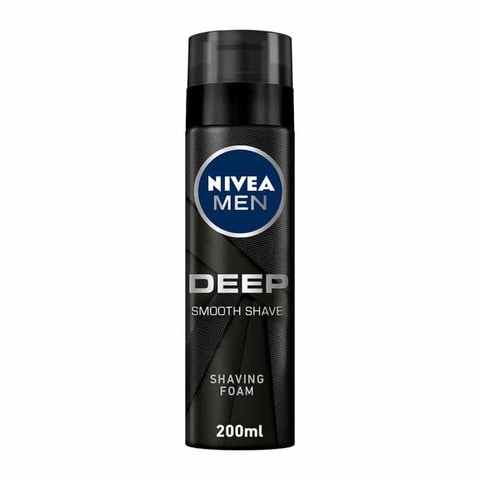 NIVEA MEN Shaving Foam, DEEP Smooth Shave Antibacterial Black Carbon, 200ml