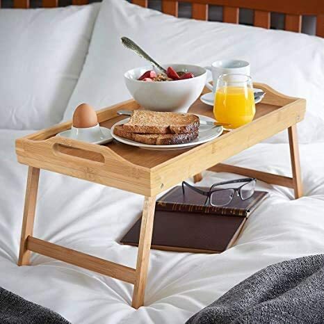 Bed Tray Table With Foldable Legs,breakfast Serving Tray,bamboo Bed Tray  With Legs For Eating,working