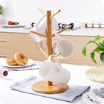 اشتري LINGWEI Wooden Mug Holder Tree Removable Bamboo Mug Stand Tea Cup Organizer Hanger Mug Rack for Storage 6 Coffee Cup Coffee Bar Accessories for Home Kitchen في الامارات