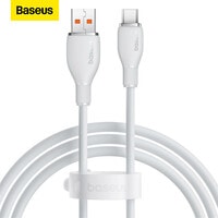 Baseus 100W USB A To USB C Charger Cable, (1.2M) 6A PD Fast Charging Data Cable Type C Cable For iPhone 15/15 Plus/15 Pro Max/MacBook Pro Samsung S22/21/20/Note20 And All Type-C Mobile Phone White