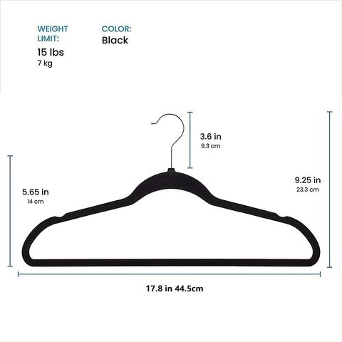 Premium Space Saving Velvet Hangers Holds Up To 10 Lbs - Black 50