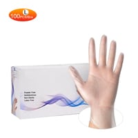 Generic-200PCS-L-Disposable PVC Gloves Single Use Transparent AMMEX Gloves Powder Free Latex Free for Food Service, Parts Handling, Cleanup and Beauty Salon