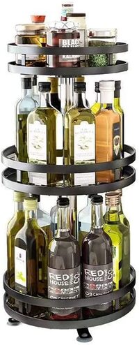 Uaejj Spice Rack Organizer, Kitchen Organizer Shelf For Spice Can Sauce Jars Bottle With Knife Holder And Hooks, Multipurpose Kitchen Storage Rack For Countertop Storage And Organizer (A-3Layer)