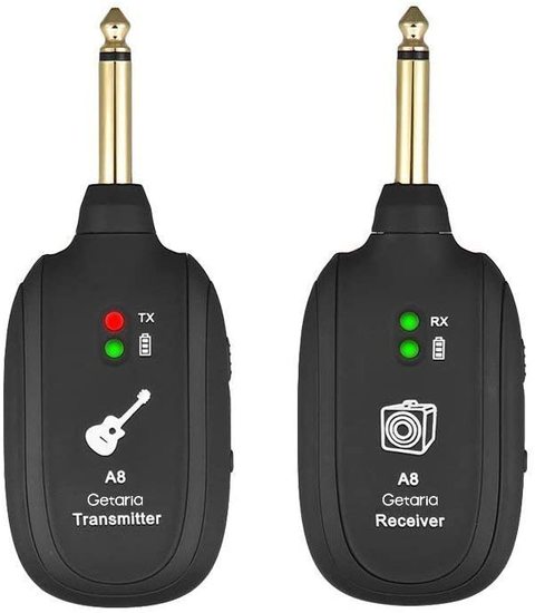Mike Music - Getaria Guitar Wireless System Transmitter Receiver For Electric Guitar Bass (Guitar A8, 1 Wireless System Transmitter Receiver, Black)