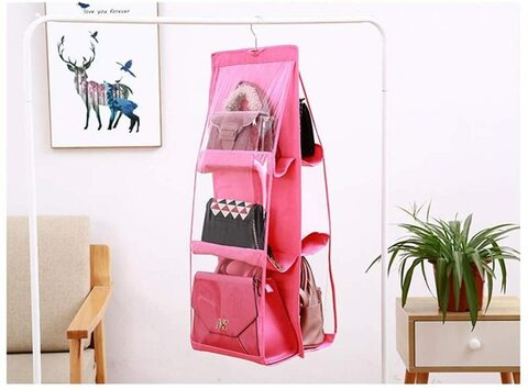 MOP Colorful Flower Red Pink Foldable Purse Bag Caddy Handbag Holder Hanger Hook 