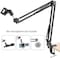 Mike Music Adjustable Microphone Suspension Boom Scissor Arm Stand, Mic Stand Made of Durable Steel for Radio Broadcasting Studio, Voice-Over Sound Studio, Stages, and TV Stations (NB 39, Black)