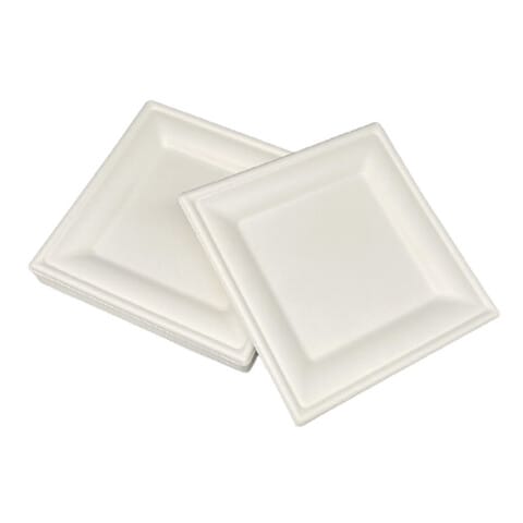 اشتري EcoShine  6-INCH Square Plates - 100% Natural, Biodegradable, Compostable, Ecofriendly, Safe  Hygienic Disposable Bagasse Plate (Pack of 250 plates) في الامارات