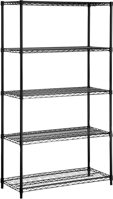 Buy Doreen 5-Tier Wire Shelving Storage Rack Black 158x60x35cm in UAE