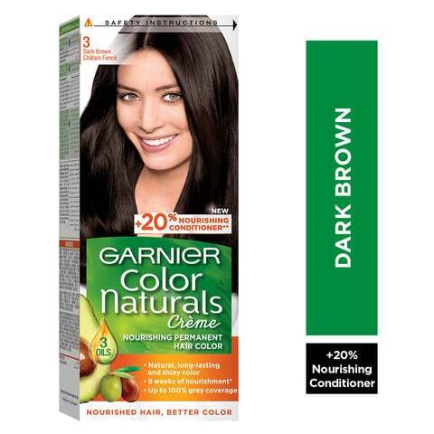 Buy Garnier Colour Naturals Cream Nourishing Permanent Hair Colour 3 Dark  Brown 110ml Online - Shop Beauty & Personal Care on Carrefour UAE