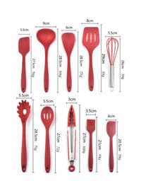 10 pieces Silicone Kitchenware Kitchen Utensils Set Non-stick red