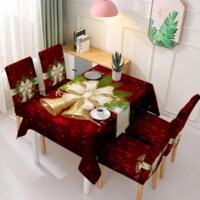 Deals for Less - High quality christmas table linen cloth with 4 chair covers, Christmas bell design