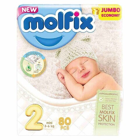 Molfix Baby Diapers Jumbo Economy Size 2 Mini 3-6 kg 80 Count
