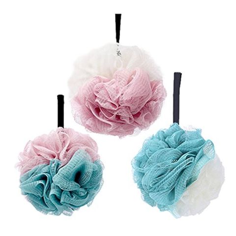 Buy G2Plus 3-Pack Bath Puff Soft Lily Extra-Dense Shower Ball Loofah Sponge Body Exfoliate Pouf X White/Green, Green/Pink And White/Pink in UAE