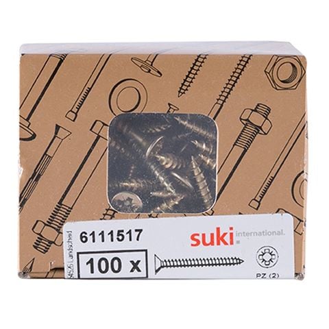 Suki Zinc Pozidriv Chipboard Screws (3.5 &mdash; 20 mm, Pack of 100)