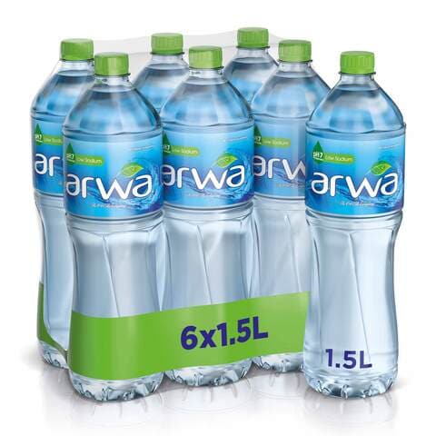 Arwa bottled drinking water 1.5 L x 6 pieces