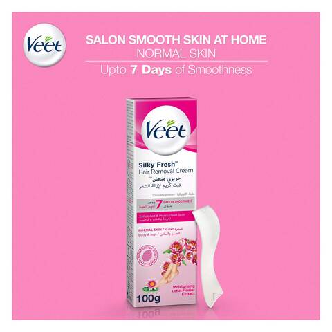 Veet Silky Fresh Hair Removal Cream Body &amp; Legs for Normal Skin, Soothing Aloe Vera &amp; Violet Blossom Fragrance &ndash; 100g