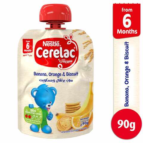Nestle Cerelac Fruits Puree Pouch Banana Orange Biscuit 90g