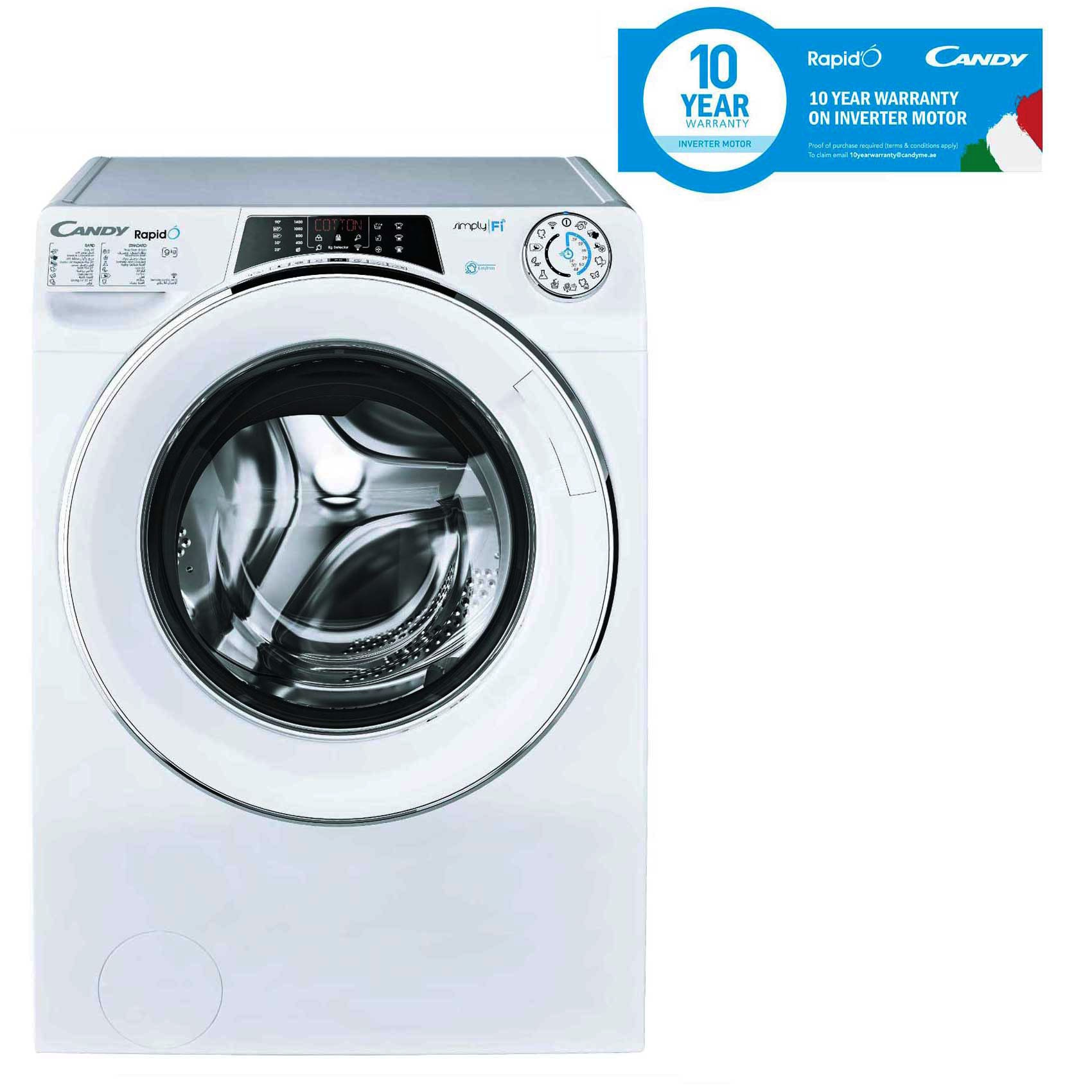 Buy Candy Rapid O Washing Machine 9kg Ro1496dwhc7 1 19 1400rpm White Wifi Bt Steam Function Mix Power System 6 Digit Display Online Shop Electronics Appliances On Carrefour Uae