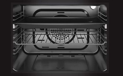 Milton Built-In Electric Oven Stainless Steel Control Pan Double, Black Glass Oven Grill Function ThermostatContr Auto Cooling Fan, Light Inox Color, 60x60 cm Model MOE608S - 1 Year Warranty
