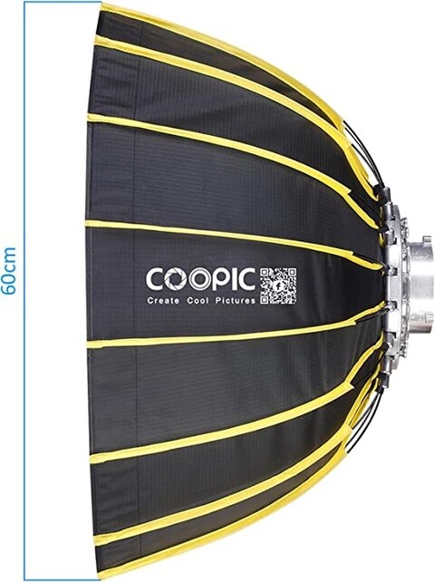 COOPIC CS-60 Portable Hexagonal Softbox Size 23.6inch / 60cm with Soft Cloth and Honey Comb Umbrella Design Silver Reflector Soft Box for Speedlite Studio Flash Photography Light