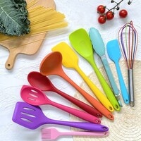 10pcs Kitchen Utensil Set, Silicone Heat Resistant Kitchen Cooking Utensils Baking Tool Tongs ladle Gadget(Multicolour)
