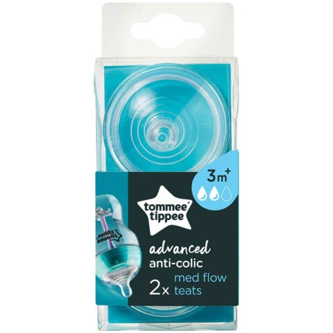 Tommee Tippee Advanced Anti-Colic Medium Flow Teat TT422581 Clear Pack of 2