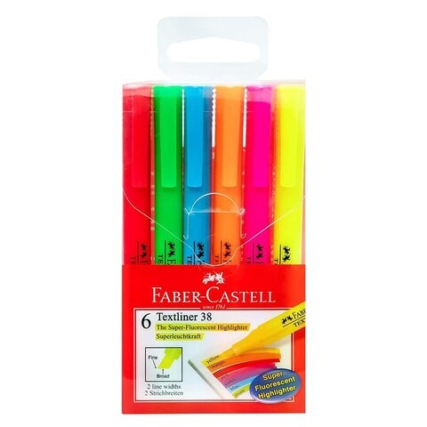 Faber-Castell Textliner 38 Super-Fluorescent Highlighters Multicolour 6 PCS