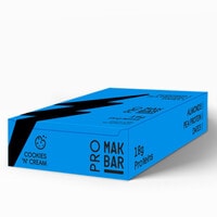 MAK BAR Pro Protein Bar - Cookies &#39;N&#39; Cream Flavour, 12 Count x 55g, 18Gr Protein Snack, 218 Calories (Almonds, Pea Protein &amp; Dates, No Added Sugar, High Fibre, Vegetarian, Post Workout Meal)
