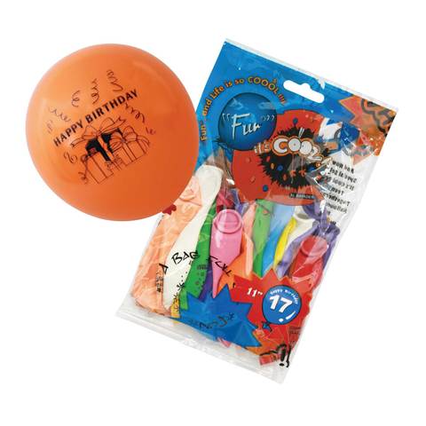 Fun Happy Birthday Colored Balloons 17Pcs