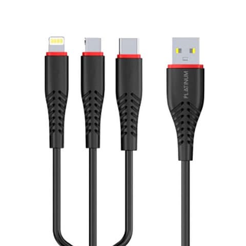 TotuLife Smart Series 3-in-1 Lightning Data Sync Charging Cable 1.2m Black