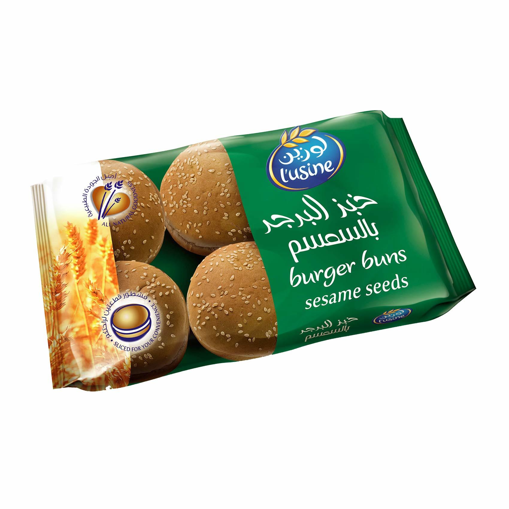 Buy Lusine burger buns sesame seeds bread 6 pieces 400 g Online