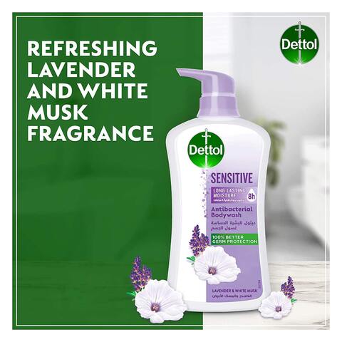 Dettol Sensitive Showergel &amp; Bodywash, Lavender &amp; White Musk Fragrance  500ml