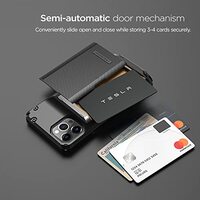 VRS Design Damda Glide PRO designed for iPhone 12 Pro MAX case cover wallet [Semi Automatic] slider Credit card holder Slot [3-4 cards] - Black Groove