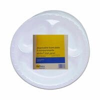 MyChoice 3 Compartments Disposable Foam Plate White 25cm 25 PCS