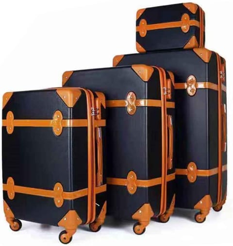 LIMOS vintage design 4 Pieces Set Luggage with 4 spinner wheels - 28 x 24x20 inch black