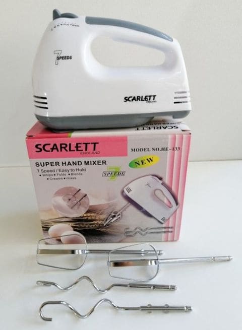Scarlett 7-Speed Electric Super Hand Mixer HE-133 White/Silver/Grey
